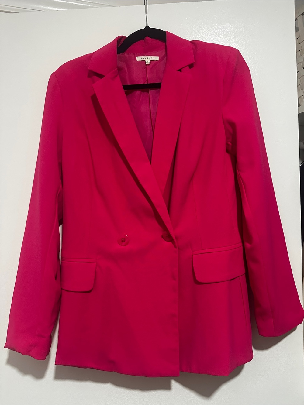 BaeVely Hot Pink Double-Breasted Blazer | Size Small | Barbiecore Statement Jack